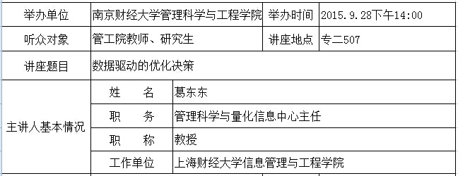 学术报告：数据驱动的优化决策