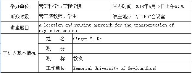 学术讲座：A location and routing approach for the transportation of explosive wastes